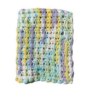 Handmade soft crochet pastel colored stretchy baby blanket lap throw